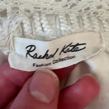Rachel Kate Fashion Collective Cream Crochet Open Knit Boho Blouse Size Small Good Condition