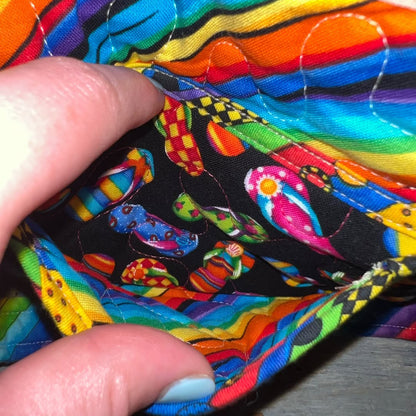 Stitches & Paint Accessories Quilted Fabric Flip Flop Print Tote Bag Purse Like New