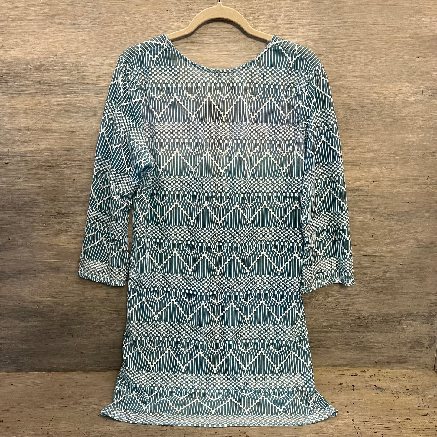 Porto Cruz Blue Ombré 3/4 Sleeve Lace Up Tunic Cover Up XL New with Tag