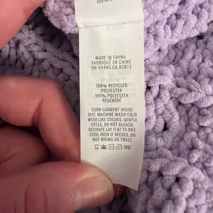 Aerie Lilac Purple Oversized Velour Cable Knit Pullover Size S/P Good Condition