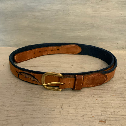 Zep-Pro Men's Casual Leather/Canvas Embroidered Sport Fishing Belt 44" Good Condition