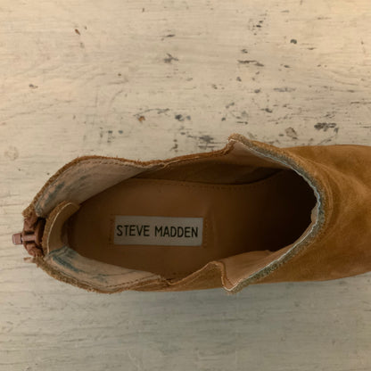 Steve Madden Lancaster Camel Brown Leather Ankle Bootie Boot Size 7.5 Good Condition