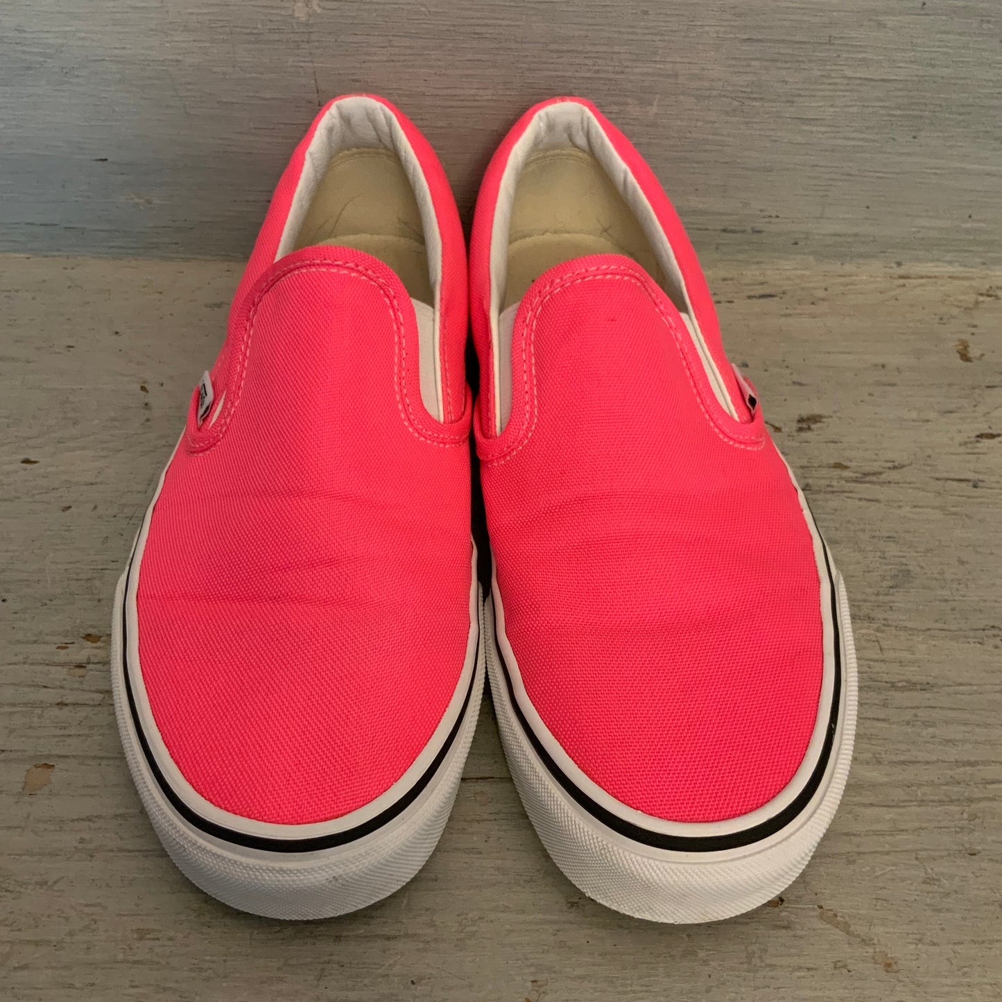 Vans Neon Pink Classic Slip On Canvas Sneakers Size 8 Men's/ 9.5 Women's Good Condition
