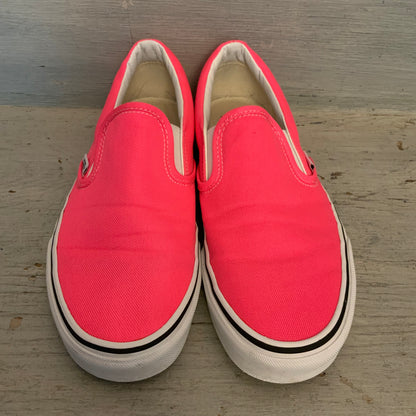 Vans Neon Pink Classic Slip On Canvas Sneakers Size 8 Men's/ 9.5 Women's Good Condition