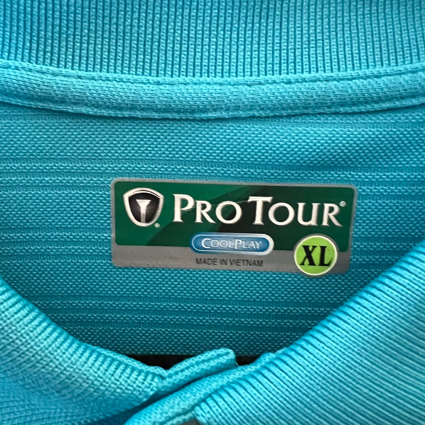 Pro Tour Cool Play Aqua Blue Men's Short Sleeve Polo Shirt Size XL Good Condition