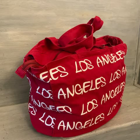 Robin Ruth XLarge Canvas Tote Bag Red Travel Overnight Gym Like New