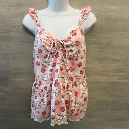 Cinnamoroll by Sanrio 95% Cotton Graphic Print BabydollTank Top Size 2XL Good Condition