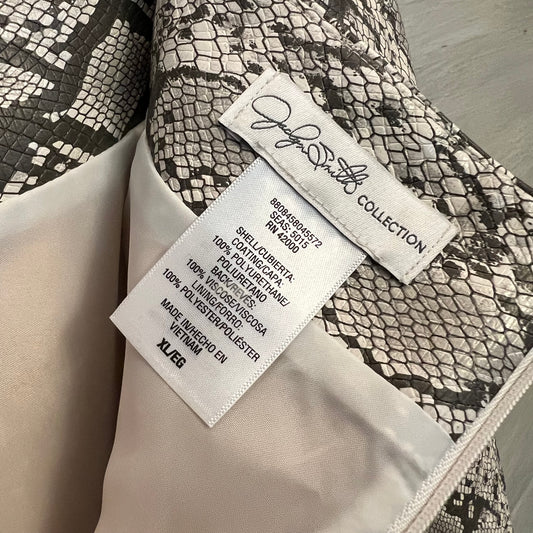 Vintage Jacqueline Smith Faux Snakeskin Leather Pencil Skirt XL Like New