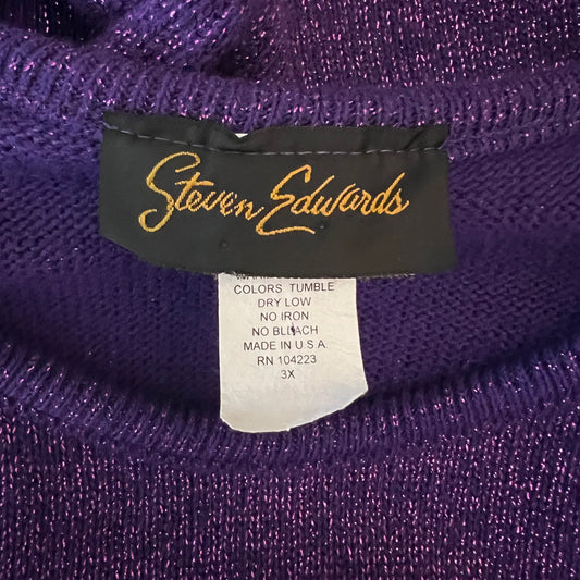Vintage Steven Edwards Purple Shimmer Knit Sweater Size 3X Good Condition