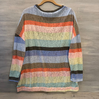 Blumin Apparel Multicolor Horizontal Stripe Lightweight Knit Sweater Top Size 3XL Good Condition