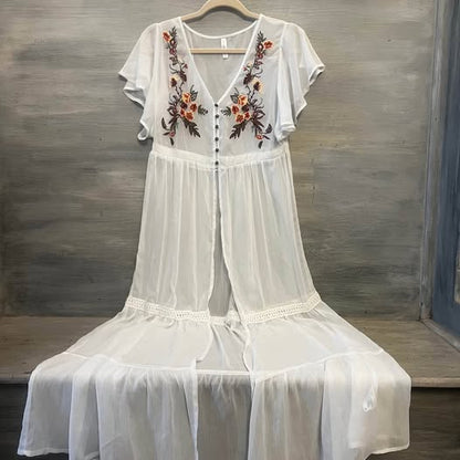 Xhilaration Flowy Sheer White Maxi Cover Dress Small Like New