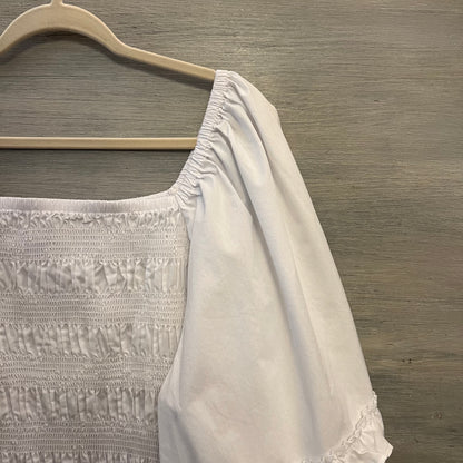 Cato White Square Neck Shirred Top Ruffled Wide Half Sleeve Blouse 22/24 Like New