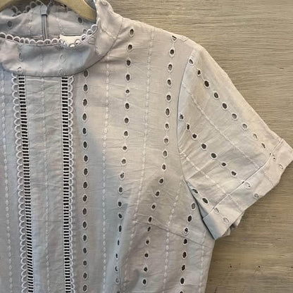 We are Kindred 100% Cotton Light Gray Eyelet Full Length Dress Size 8 Like New