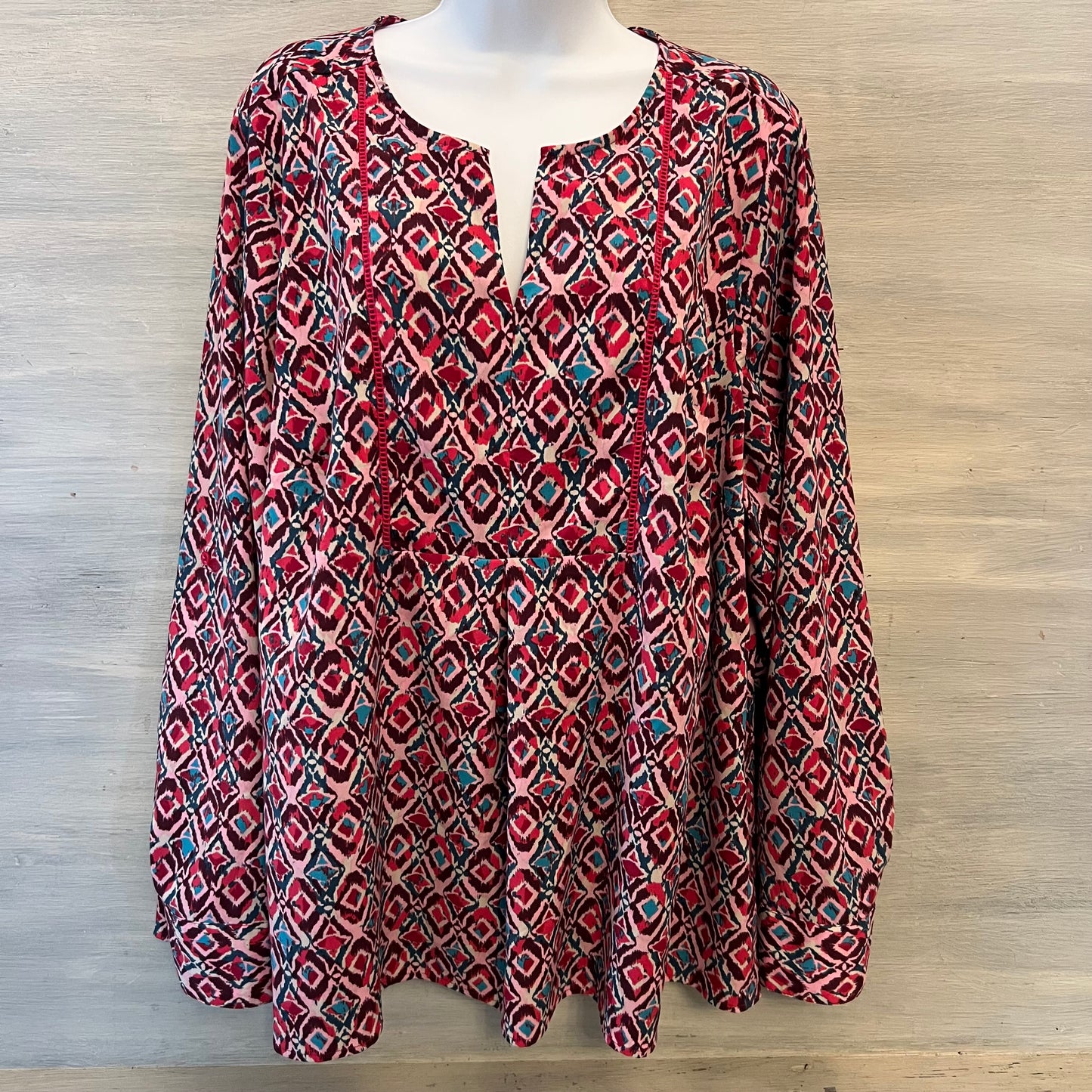 Lane Bryant Geometric Abstract Print Lightweight Tunic Top Blouse Size 18/20 Good Condition