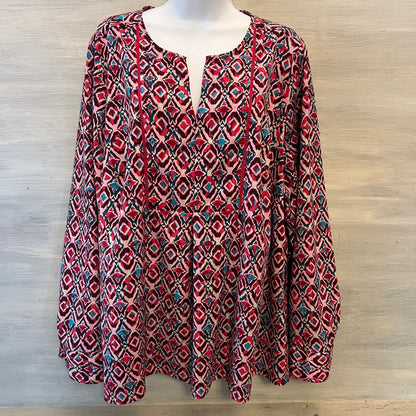 Lane Bryant Geometric Abstract Print Lightweight Tunic Top Blouse Size 18/20 Good Condition