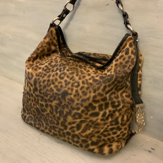 Vintage Dana Buchman Faux Alligator Leather Leopard Print Shoulder Bag Purse Like New