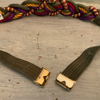 Vintage Jewel Tone Braided Rope Elastic Cinch Waist Belt M/L Good Condition