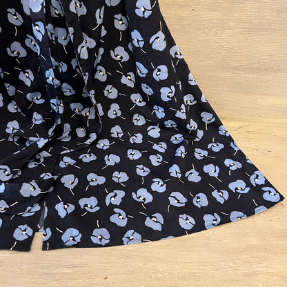 Draper James Blue Floral Print Tie Waist Button Down Knee Length Shirt Dress Size 8 Good Condition