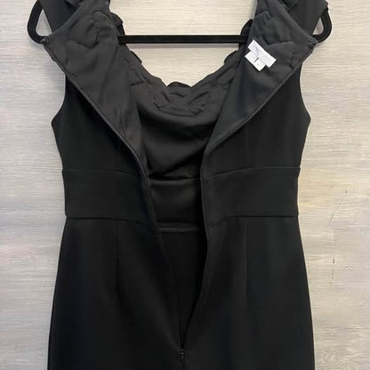 London Times Sleeveless Ruffle Neckline Little Black Dress Size 6 Good Condition