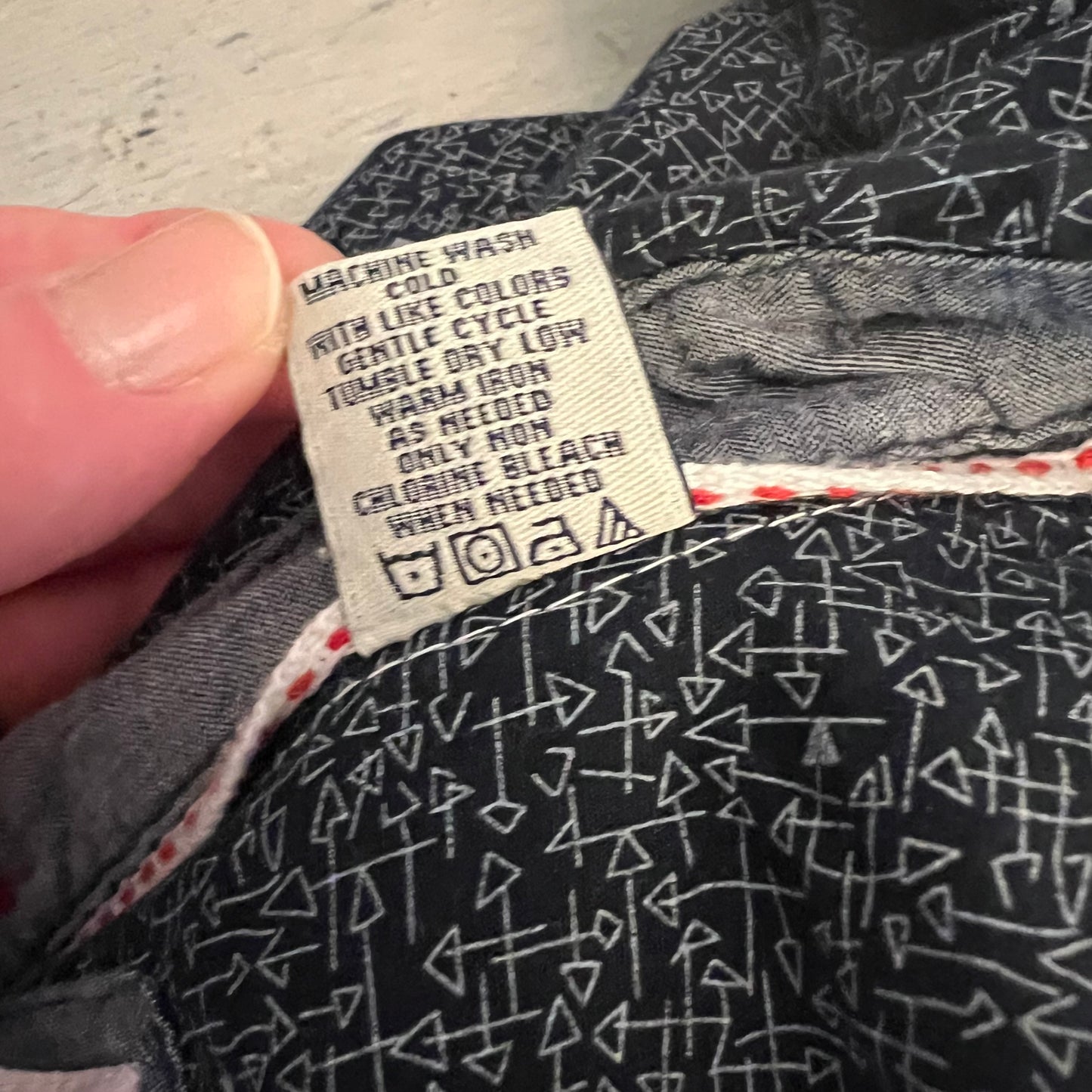 MBX Denim Wear Slim Fit Navy Blue Abstract Print Button Down Shirt XL Good Condition