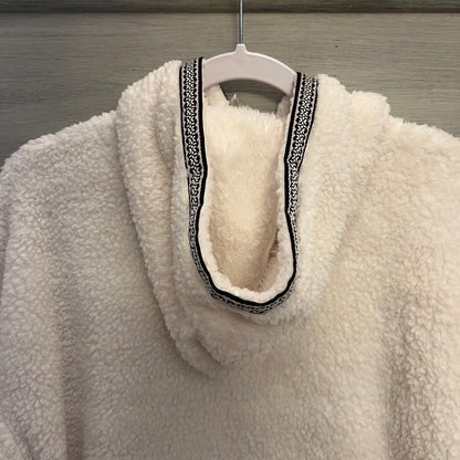 Joyspun White Sherpa Hooded Kangaroo Pocket Pullover Night Gown XS Good Condition