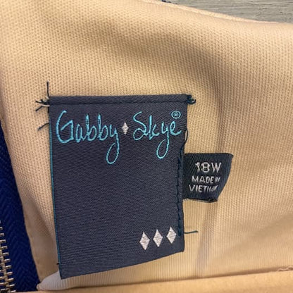 Gabby Skye Royal Blue Lace Tan Under Lining Sleeveless Fit and Flare Dress Size 18W Like New