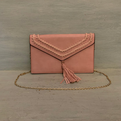 Blush Pink Faux Leather Crossbody Bag Purse Good Condition