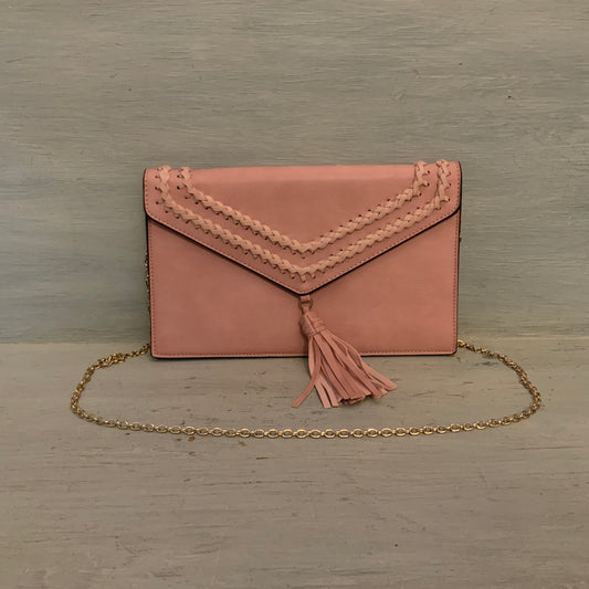 Blush Pink Faux Leather Crossbody Bag Purse Good Condition