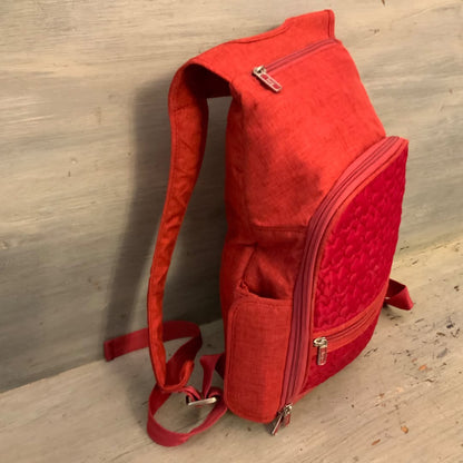 LUG Red Multipocketed Travel Bag Backpack 10x14x3 Good Condition