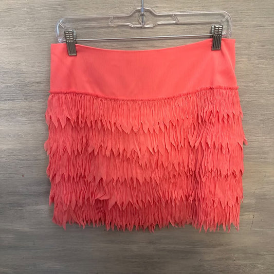Ann Taylor Mini Skirt Light Coral Pink Crepe Fringe Size 4 Like New