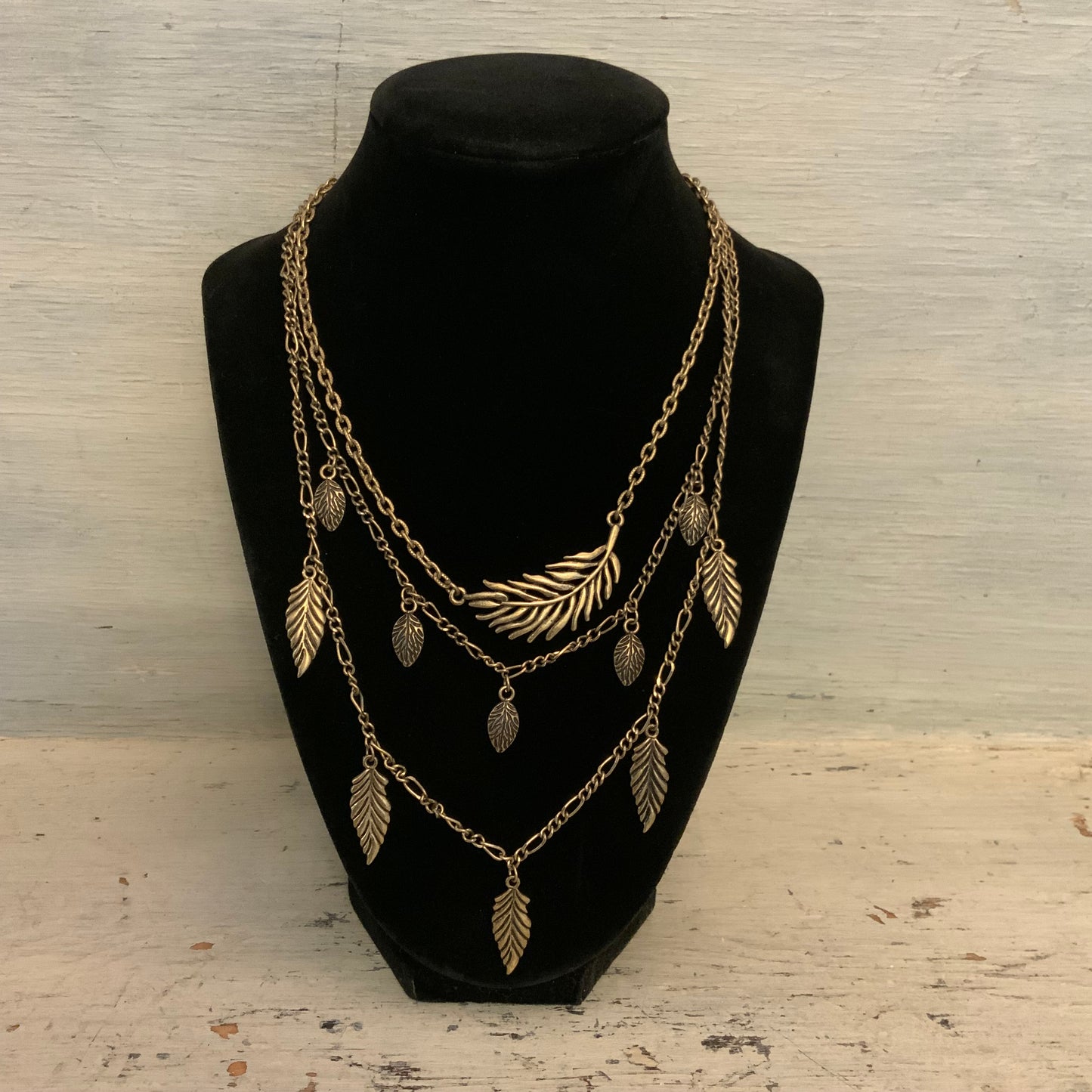 Cookie Lee Bohemian Triple Strand Layered Statement Necklace 16-19" Good Condition