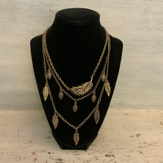 Cookie Lee Bohemian Triple Strand Layered Statement Necklace 16-19" Good Condition