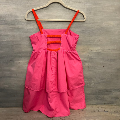 Impressions 100% Cotton Hot Pink Dual Ruffle Open Back Babydoll Size Small Like New