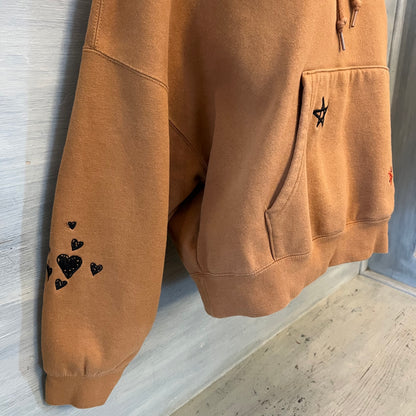 Obey Tan “Cosmic Love” Embroidered Hoodie Sweatshirt Size Small Good Condition