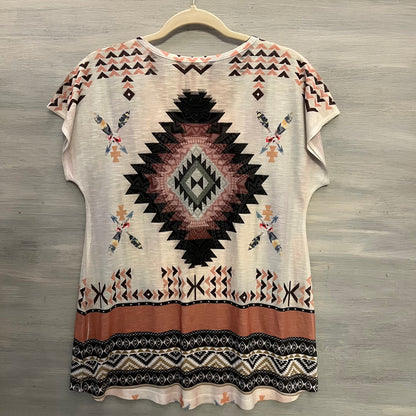 Big Bang USA Bedazzled Southwestern Geometric Aztec Print Knit Blouse Size Small New with Tags