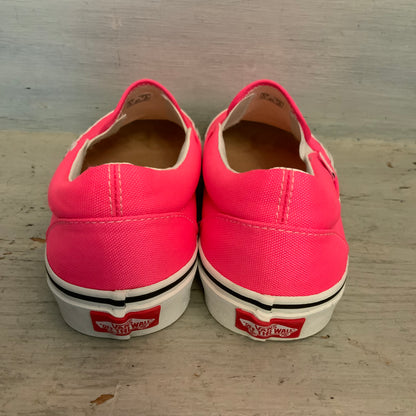 Vans Neon Pink Classic Slip On Canvas Sneakers Size 8 Men's/ 9.5 Women's Good Condition