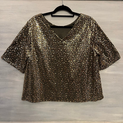 Cato Gold Silver Sequined Crop Top Blouse Size XL Like New