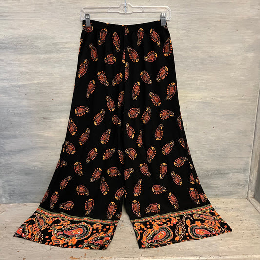 band of gypsies Boho Black Paisley Print Wide Leg Pants Small Like New