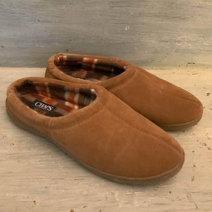 Chaps Men’s Genuine Suede Leather Rubber Sole Slip On Slippers Size XXL 12.5-13 Good Condition