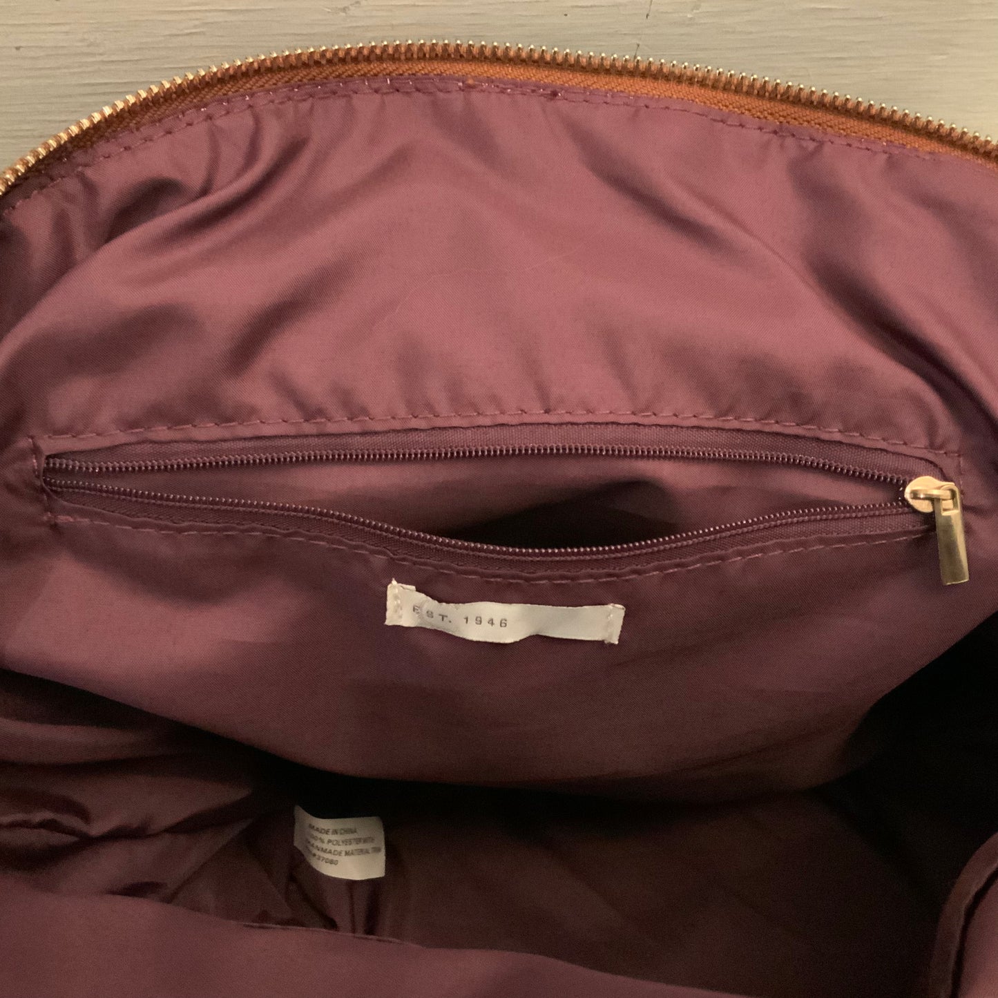 Cato Embroidered Flower Print Denim Brown Faux Leather Handbag Purse Like New