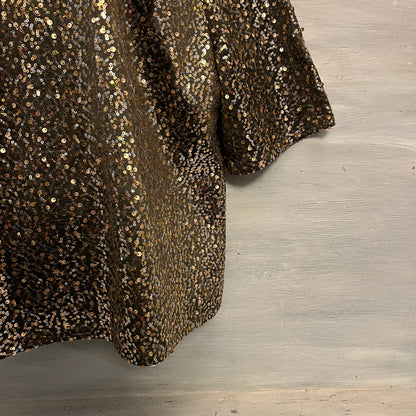 Cato Gold Silver Sequined Crop Top Blouse Size XL Like New