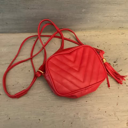 Red Faux Leather Crossbody Bag Purse Like New