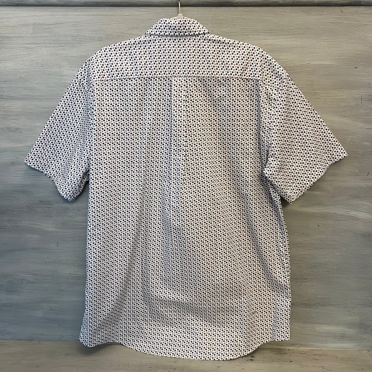 Fynch Hatton Navy Sage Purple Leaf Print Short Sleeve Button Down Shirt XL New with Tags