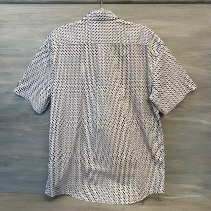 Fynch Hatton Navy Sage Purple Leaf Print Short Sleeve Button Down Shirt XL New with Tags