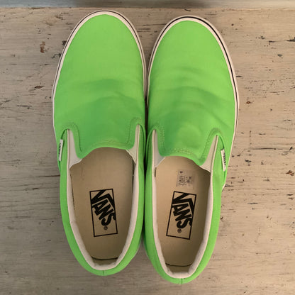 Vans Neon Green Gecko Classic Design Slip on Canvas Sneakers Men's 8/Women's 9.5 Good Condition