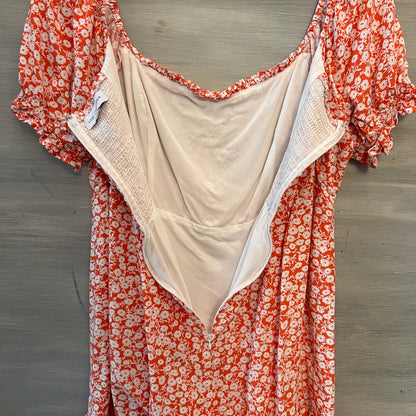 Lost + Wander Orange White Flower Mini Dress Size Large Good Condition