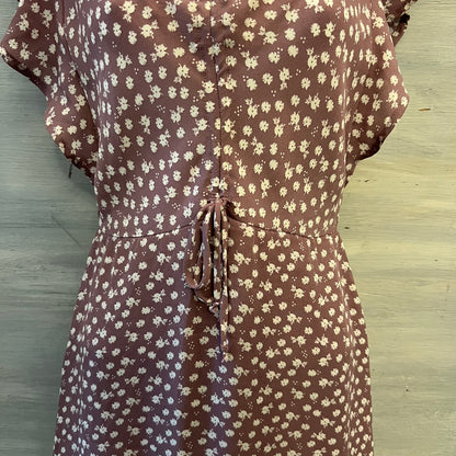Monteau Mauve White Floral Print Above Knee Mini Dress Size Small Good Condition
