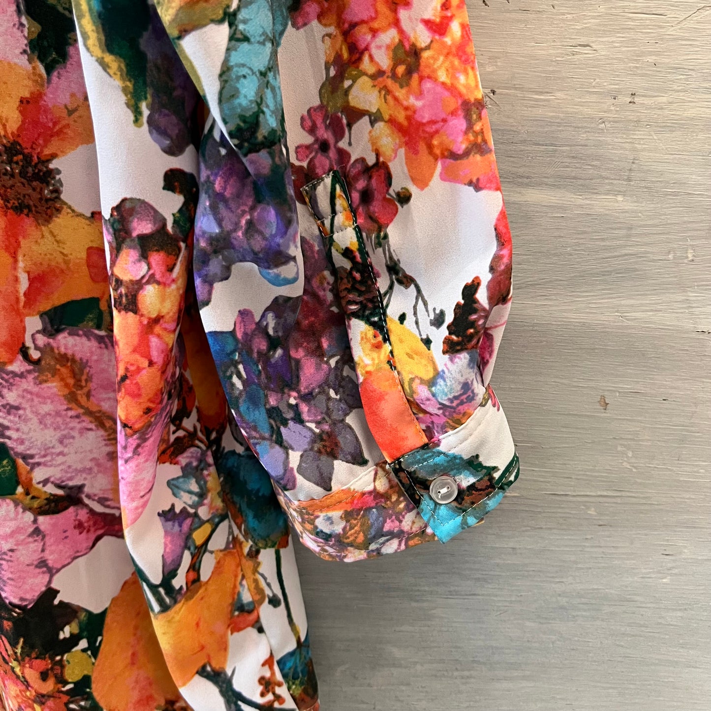 Spense Colorful Abstract Floral High Low Blouse Size Large Good Condition