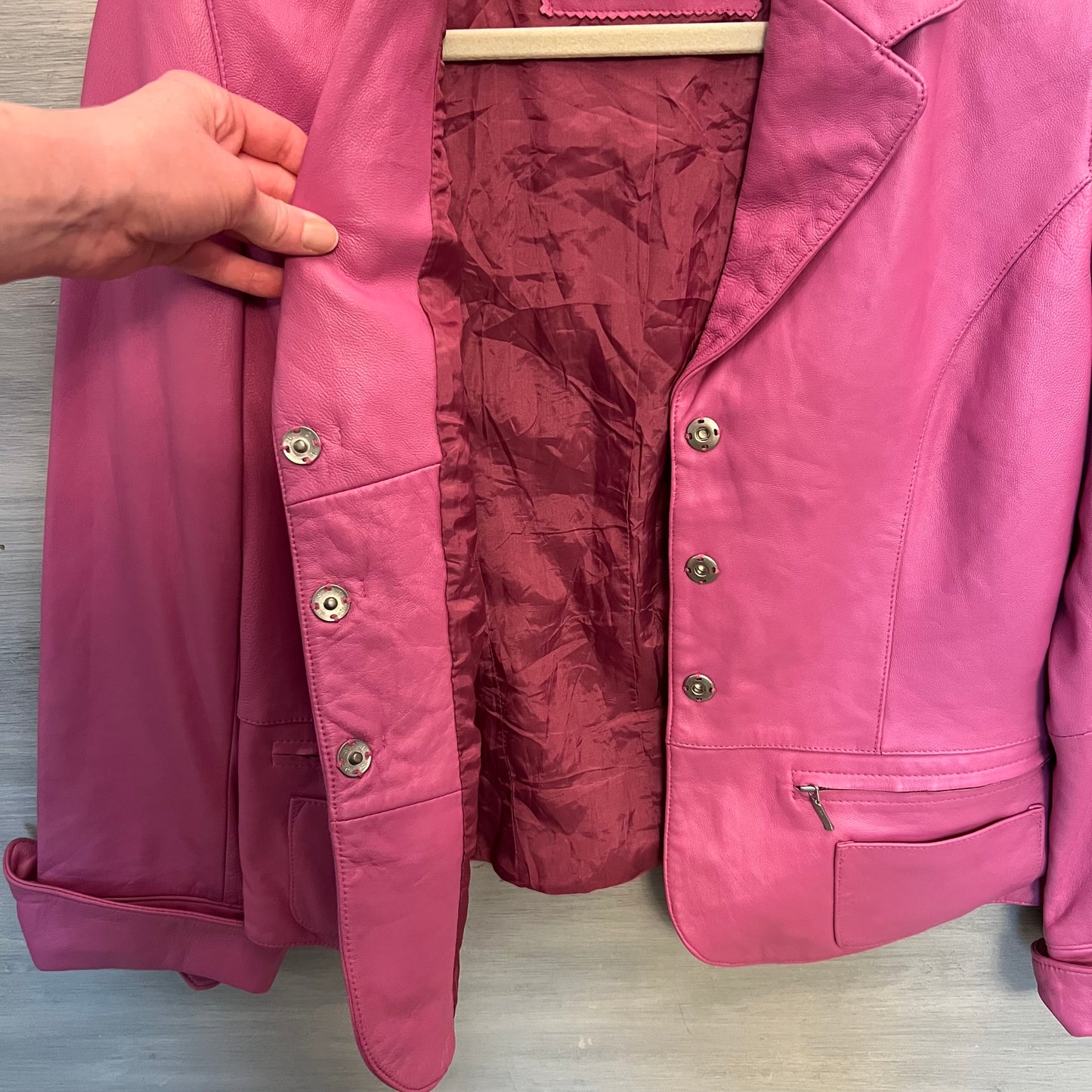 I.e. Pink Blazer Style Soft Leather Jacket Size Medium Good Condition