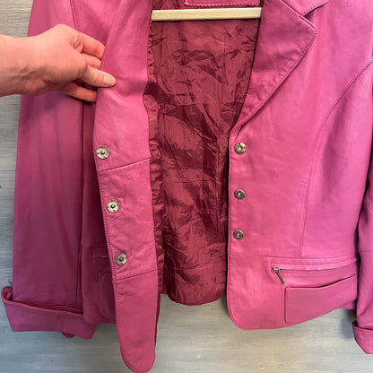 I.e. Pink Blazer Style Soft Leather Jacket Size Medium Good Condition